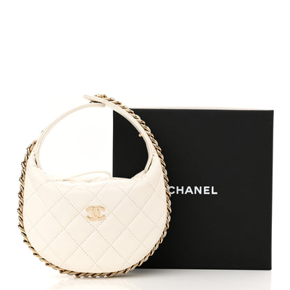 Chanel Lambskin Quilted Chain Around Pouch Hobo White 11 of 11