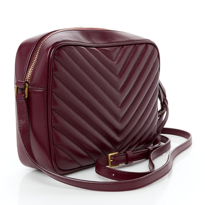Saint Laurent Calfskin Matelasse Monogram Lou Camera Bag Dark Legion Red 3 of 10