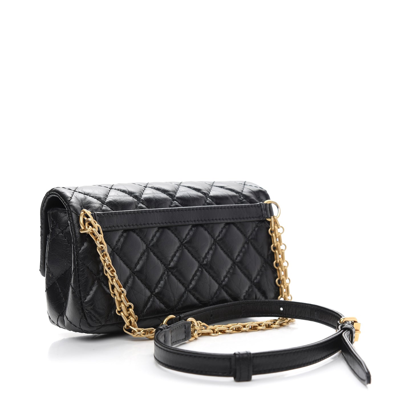 Aged Calfskin Quilted 2.55 Reissue Chain Waist Bag Black