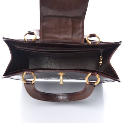 Chanel Shiny Crocodile Top Handle Tote Chocolate 5 of 19
