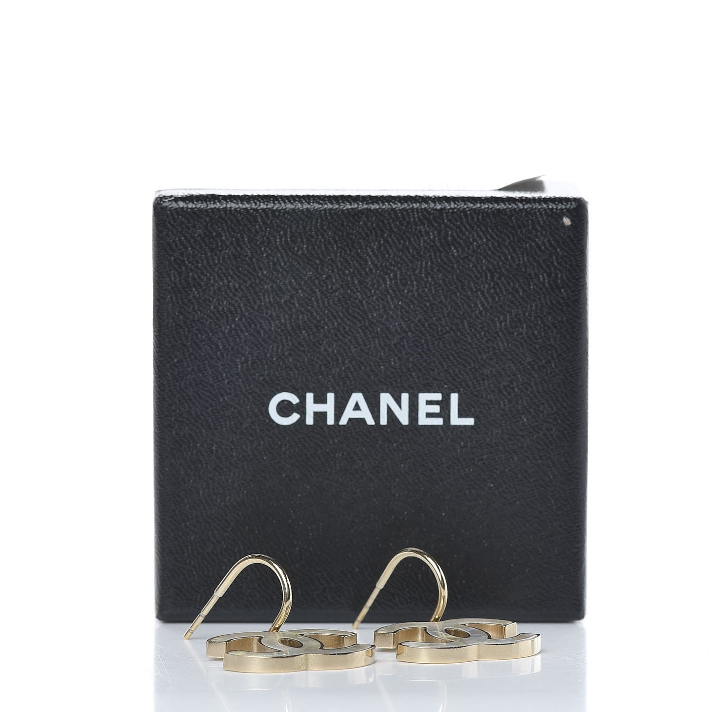 Pearlized Enamel CC Dangle Earrings Gold