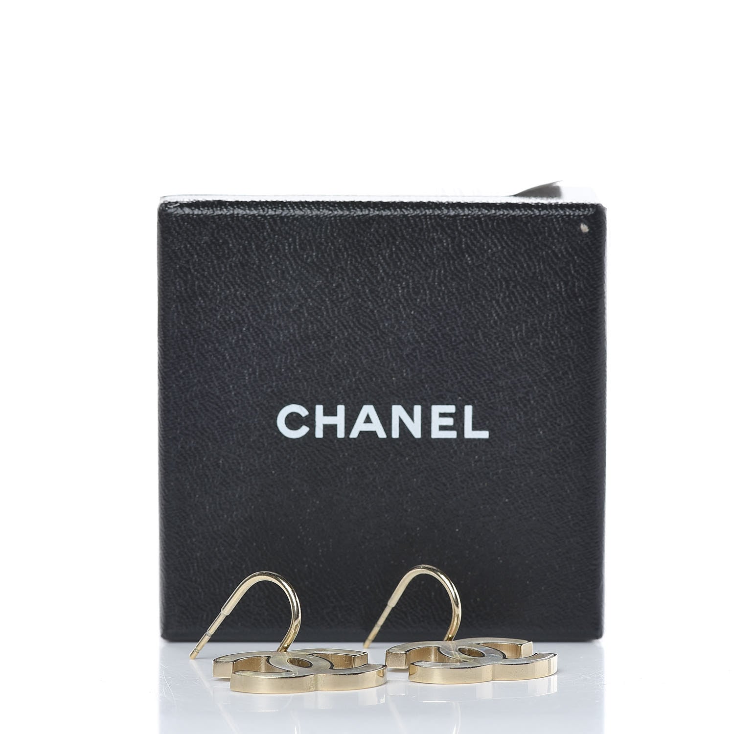Chanel Pearlized Enamel CC Dangle Earrings Gold 5 of 5