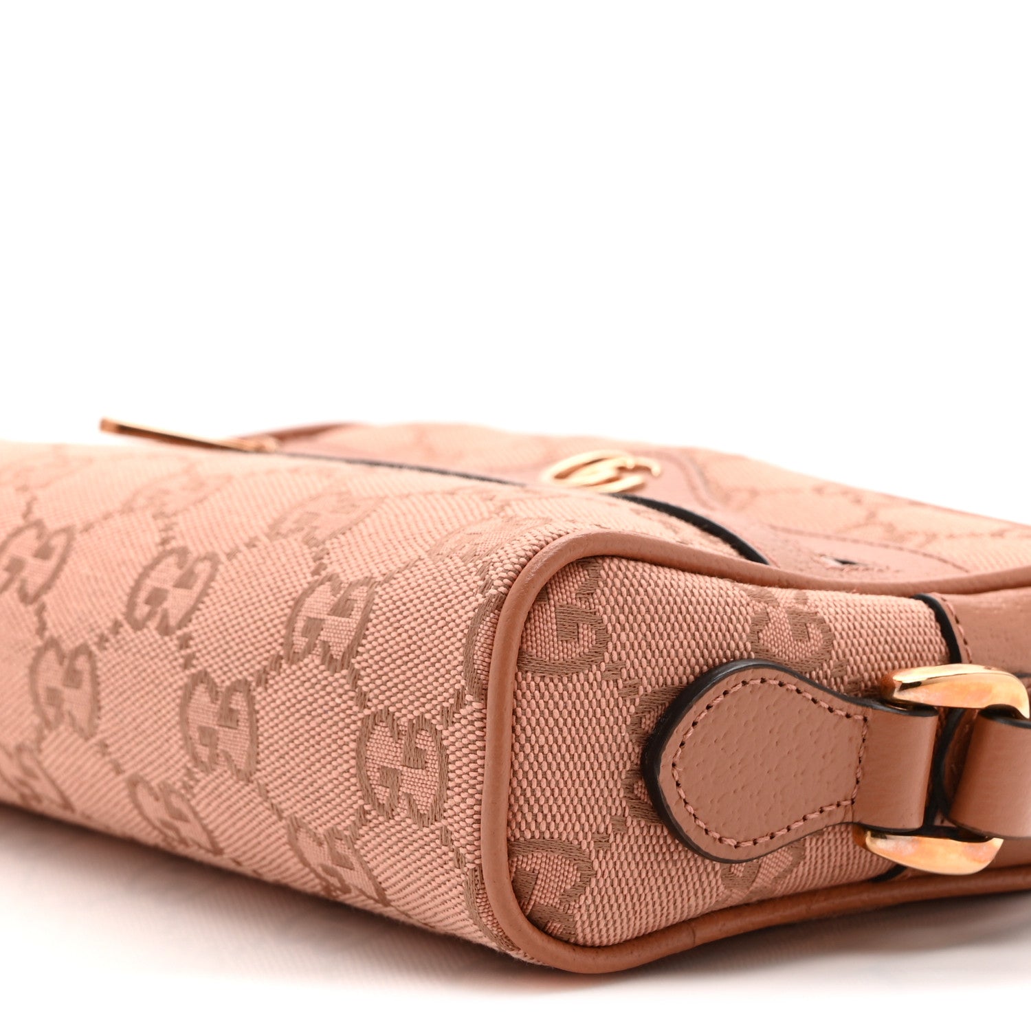 Gucci Monogram Textured Dollar Calfskin Mini Ophidia Shoulder Bag Cloche Rose Pink 10 of 10