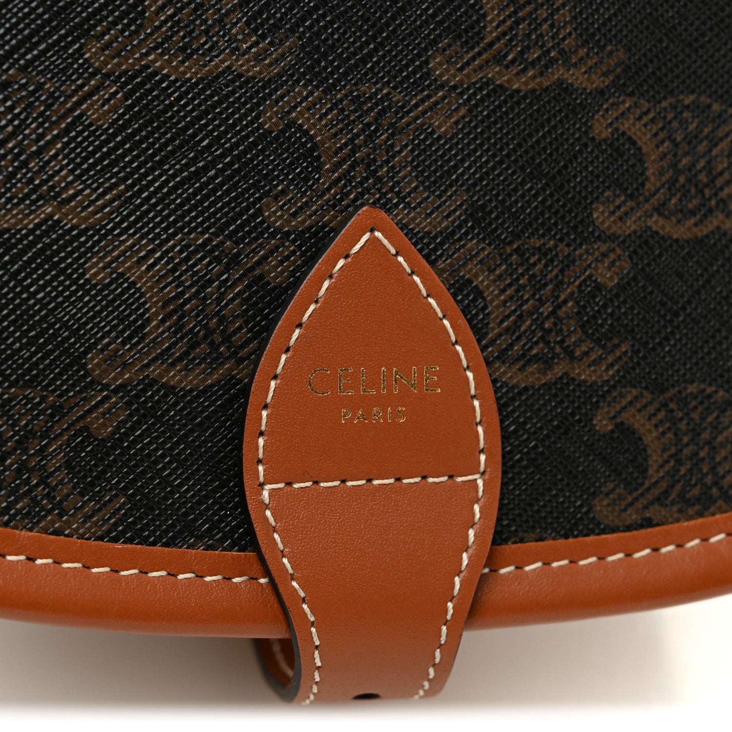 Celine Triomphe Canvas Medium Folco Bag Tan 6 of 9