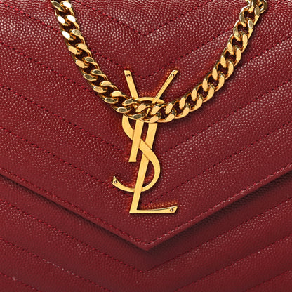 Saint Laurent Grain De Poudre Matelasse Chevron Monogram Chain Wallet Opyum Red 8 of 10