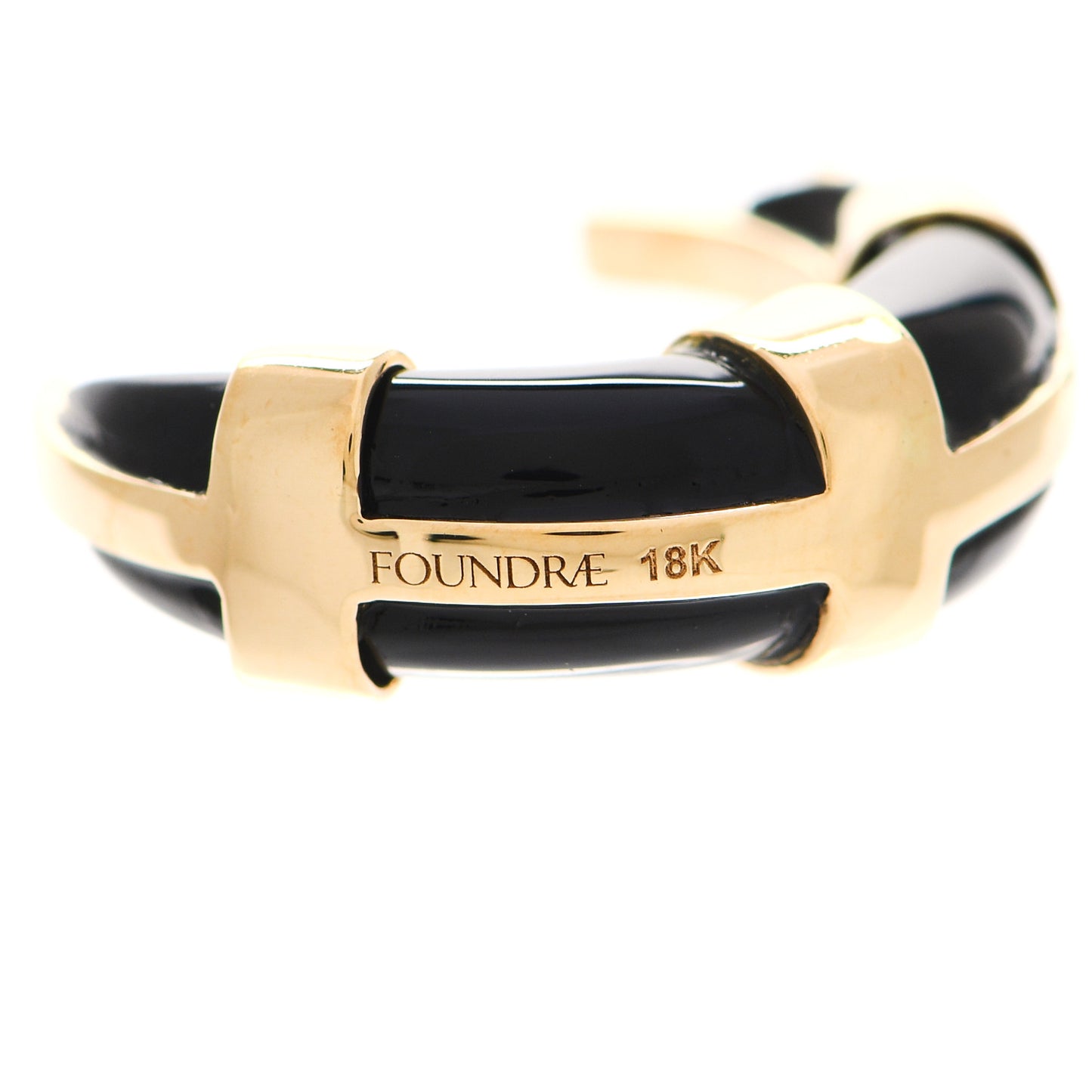 18K Yellow Gold Black Onyx Medium Crescent Pendant