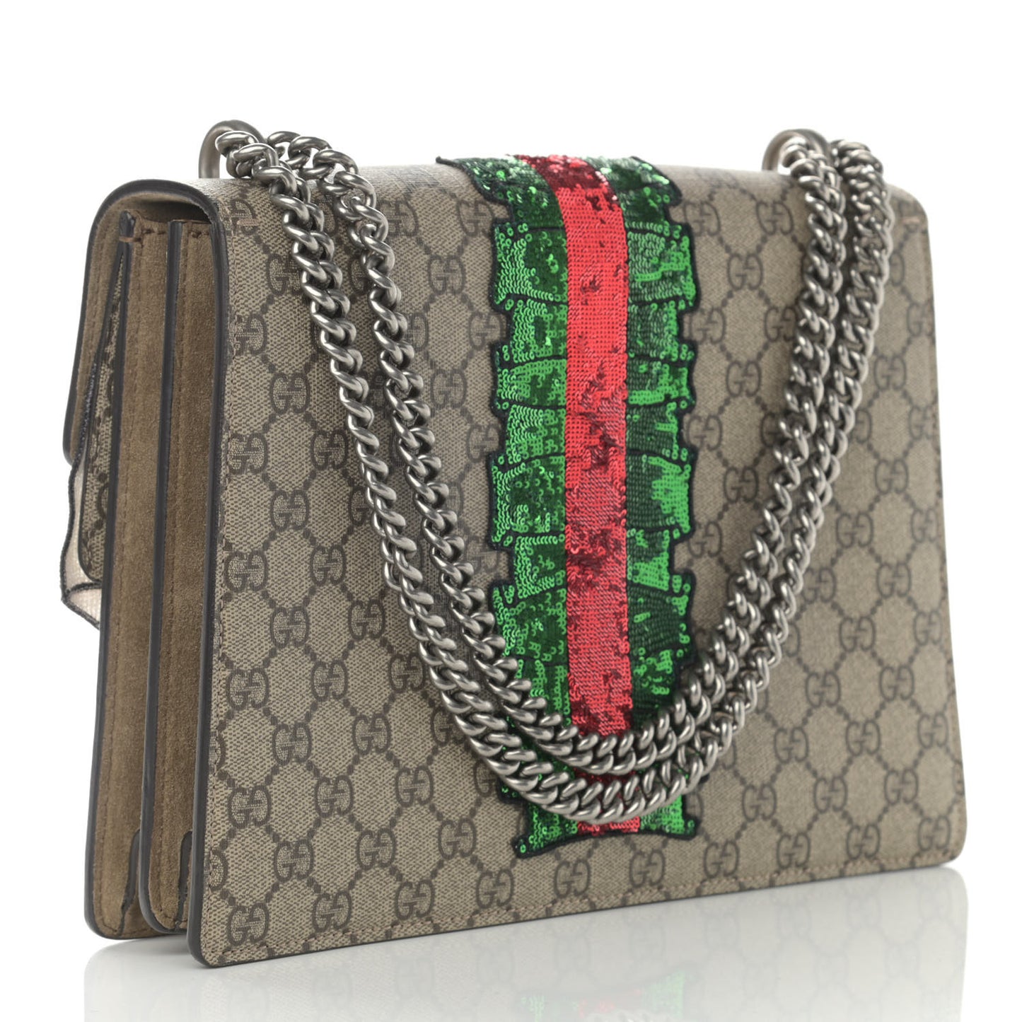 GG Supreme Monogram Lightning Embroidered Medium Dionysus Shoulder Bag Beige