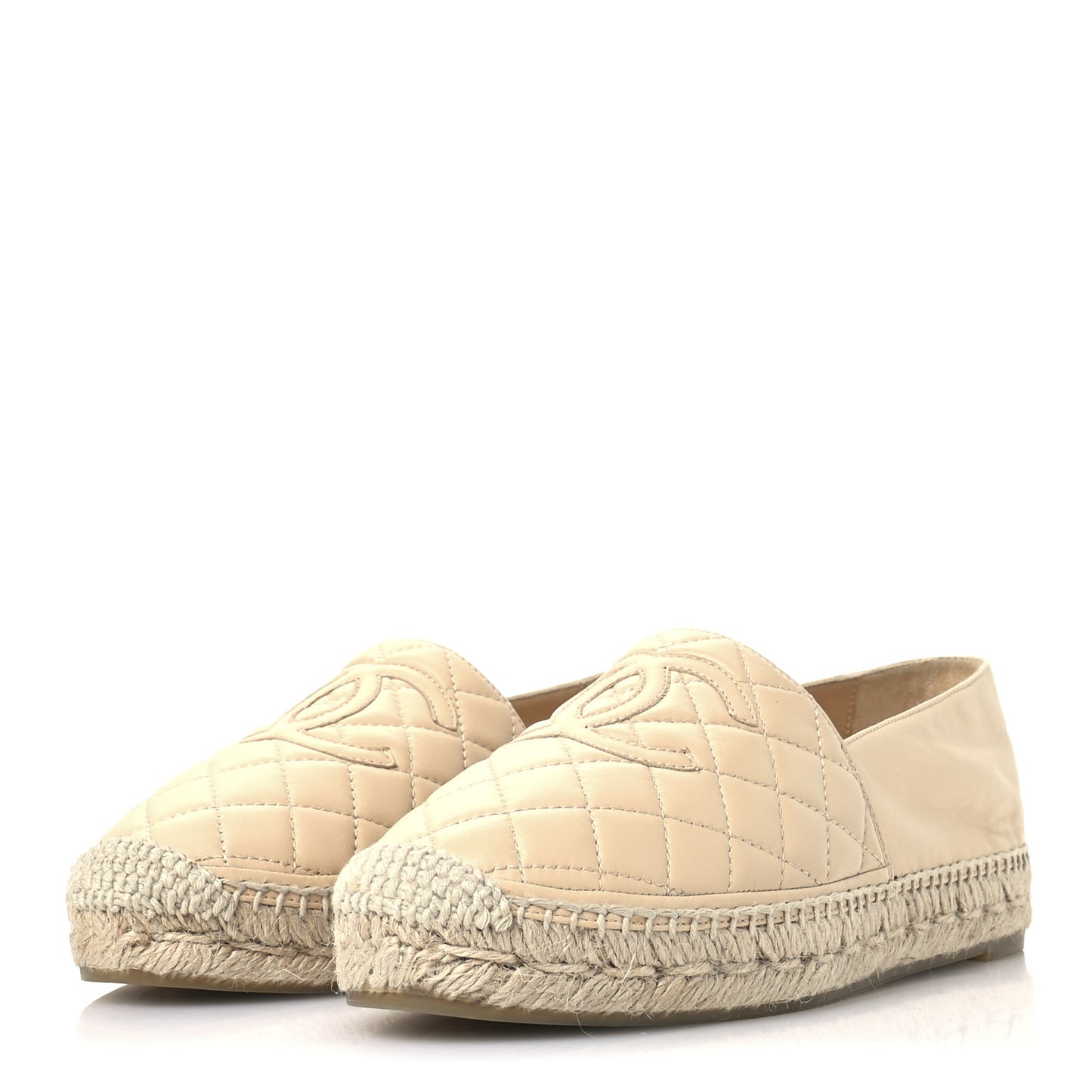 Lambskin Quilted CC Espadrilles 39 Beige