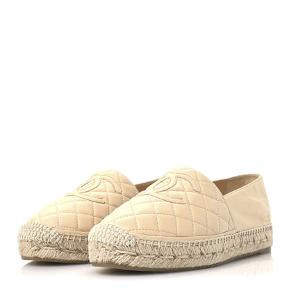 Chanel Lambskin Quilted CC Espadrilles 39 Beige 4 of 9