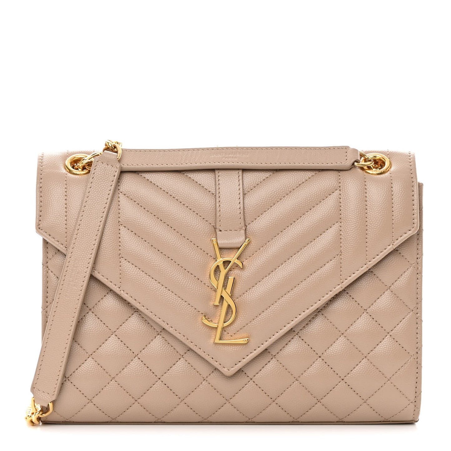 Grain De Poudre Textured Mixed Matelasse Medium Triquilt Monogram Satchel Dark Beige