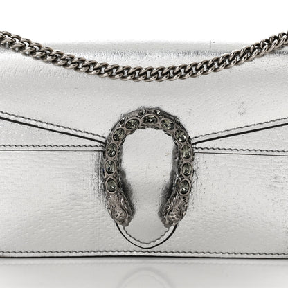 Gucci Metallic Calfskin Crystal Super Mini Dionysus Shoulder Bag Silver 7 of 14
