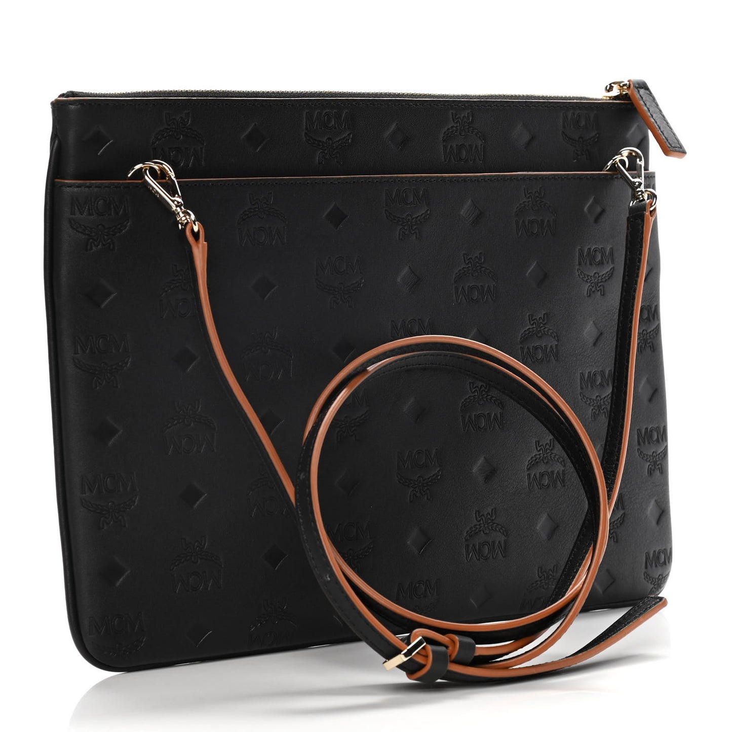 Calfskin Ottomar Monogram Medium Crossbody Pouch Black