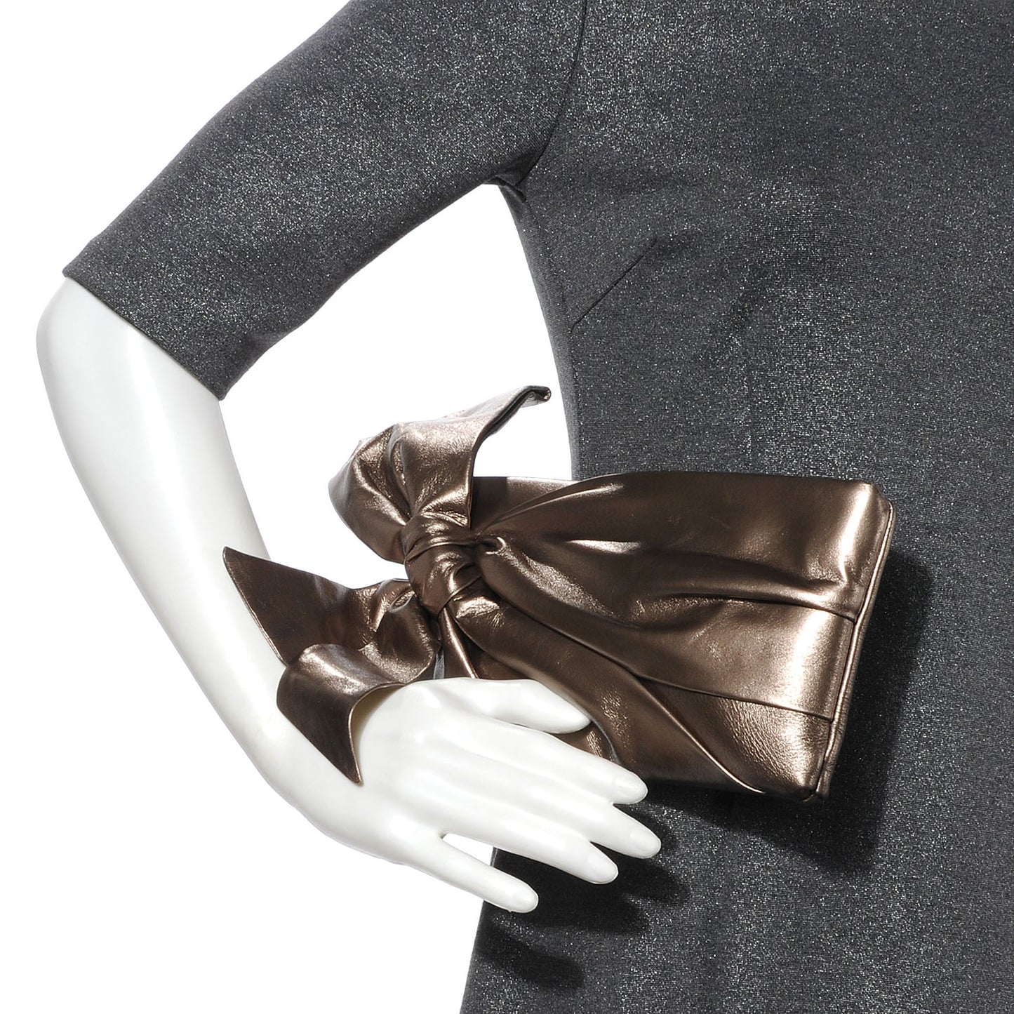Metallic Nappa Bow Clutch Sasso