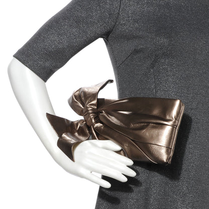 Valentino Garavani Metallic Nappa Bow Clutch Sasso 2 of 7