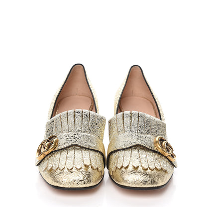 Gucci Galassia GG Marmont Fringe 50mm Loafer Pumps 39 Platino 2 of 12