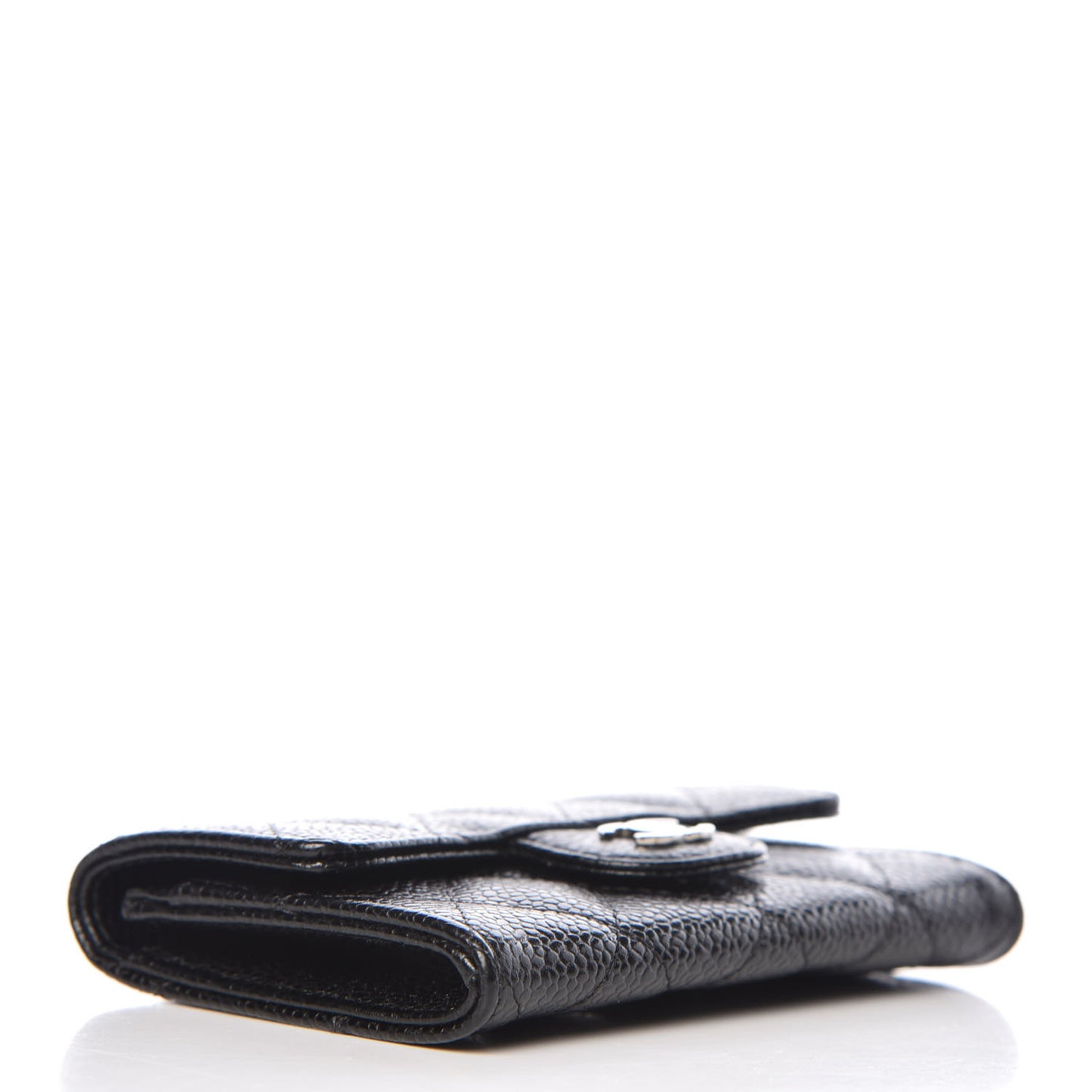 Caviar Quilted Flap Card Holder Black