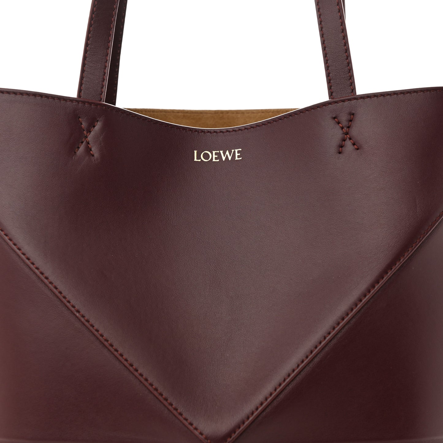 Shiny Calfskin Medium Puzzle Fold Tote Dark Burgundy