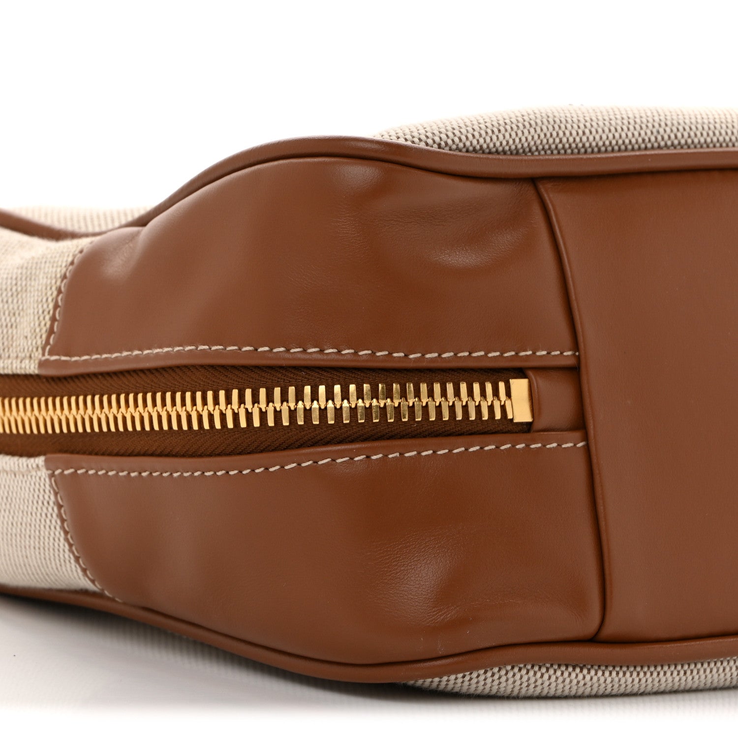 Miu Miu Canvas Calfskin Large Beau Top Handle Bag Naturale Brandy 8 of 10