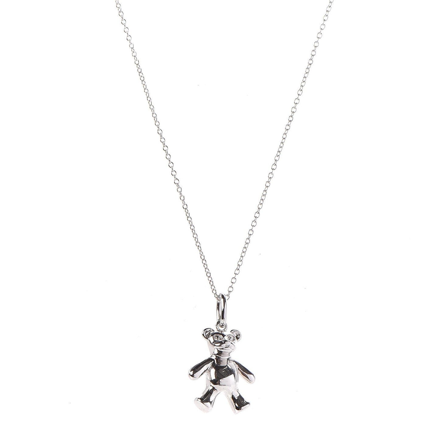Sterling Silver Teddy Bear Charm Pendant Necklace