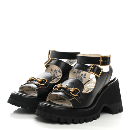 Gucci Cordovan Lux Womens Horsebit Mid-Heel Sandals 36 Black 3 of 7