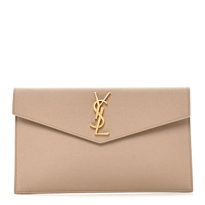 Saint Laurent Grain De Poudre Uptown Pouch Dark Beige 1 of 9