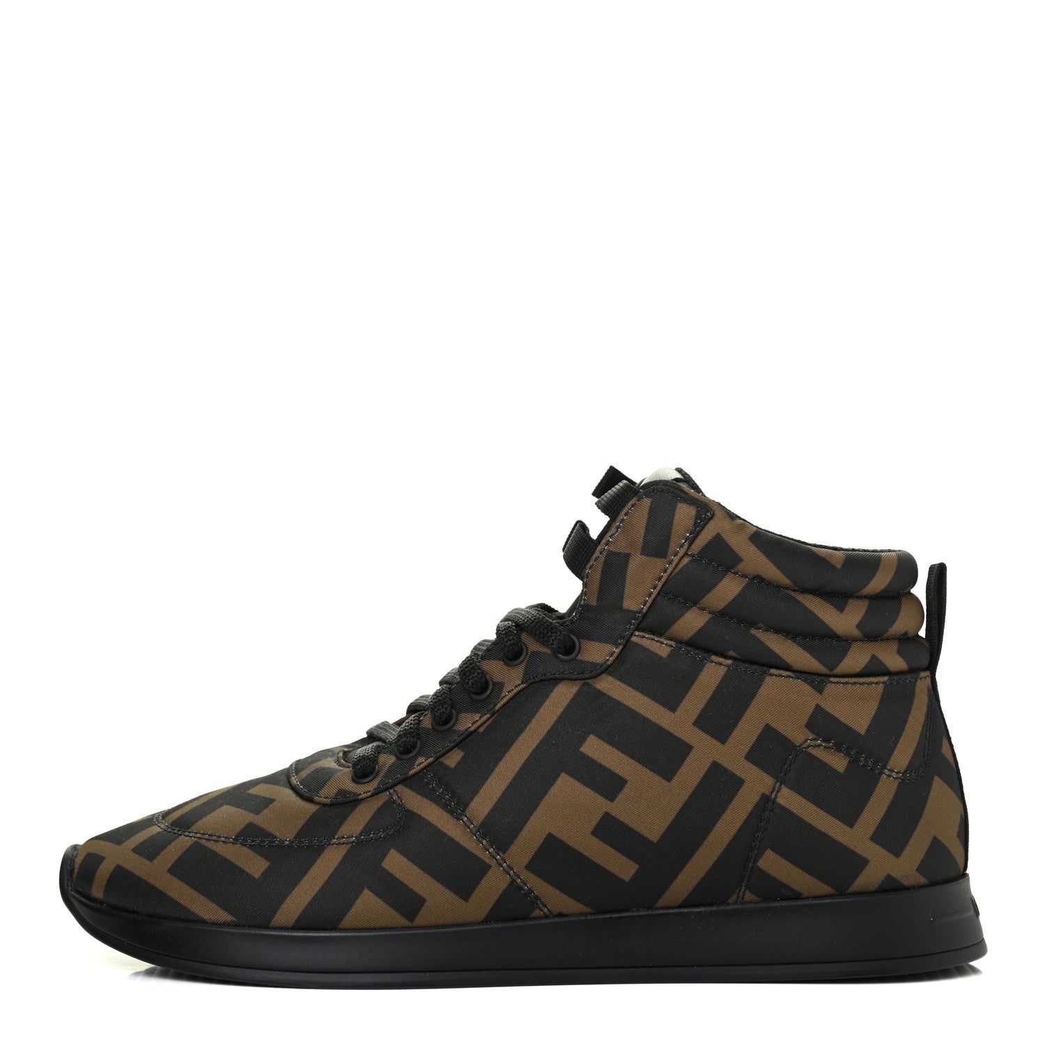 Fendi Nylon FF Reloaded High Top Sneakers 35 Tobacco Black 1 of 10