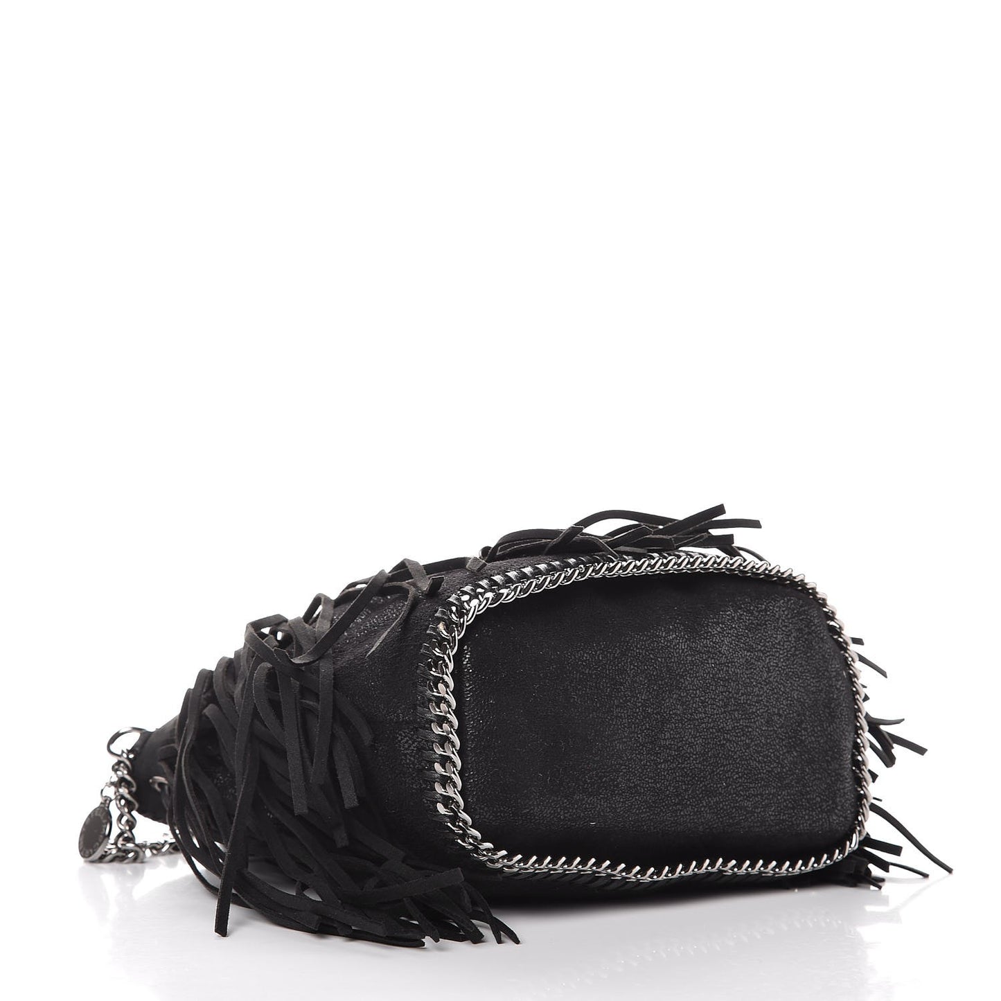 Shaggy Deer Fringe Falabella Bucket Bag Black