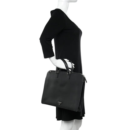 Prada Saffiano Travel Briefcase Black 2 of 11