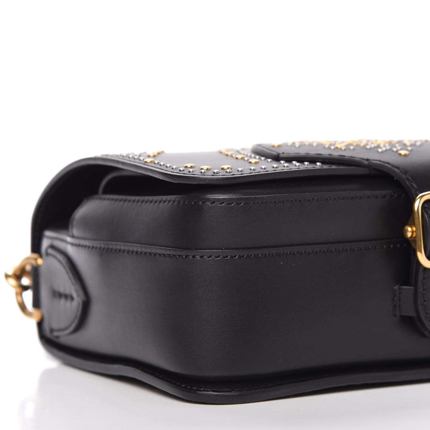 Calfskin Studded Square Satchel Black