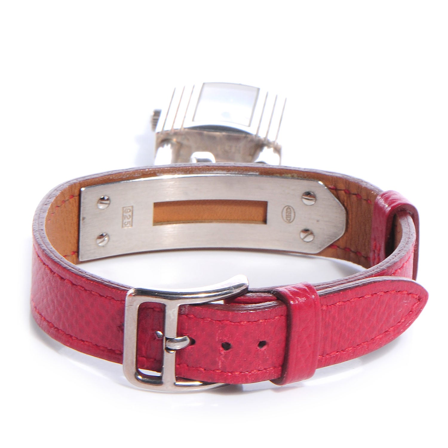 Hermes Stainless Steel Courchevel 20mm Kelly Cadena Quartz Watch Rouge 6 of 8