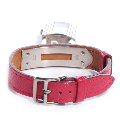 Hermes Stainless Steel Courchevel 20mm Kelly Cadena Quartz Watch Rouge 6 of 8