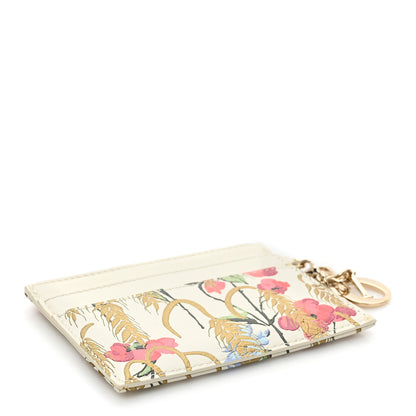 Christian Dior Calfskin Hibiscus Printed Card Holder Beige Multicolor 4 of 11