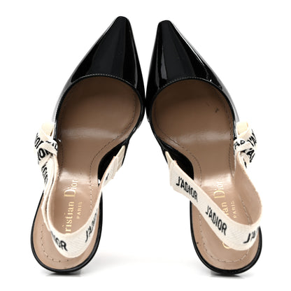 Christian Dior Patent Ribbon J'Adior Slingback 100mm Pumps 35 Black 2 of 12