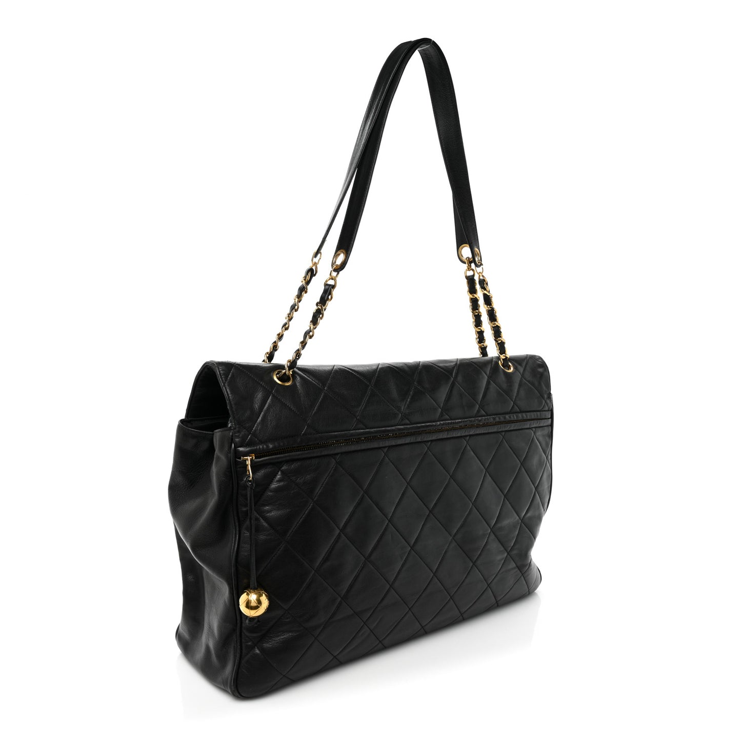 Lambskin Quilted Maxi Flap Black