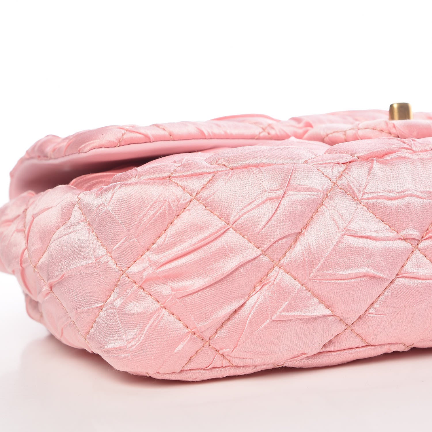 Chanel Satin Quilted Pleated Flap Pink 8 of 9