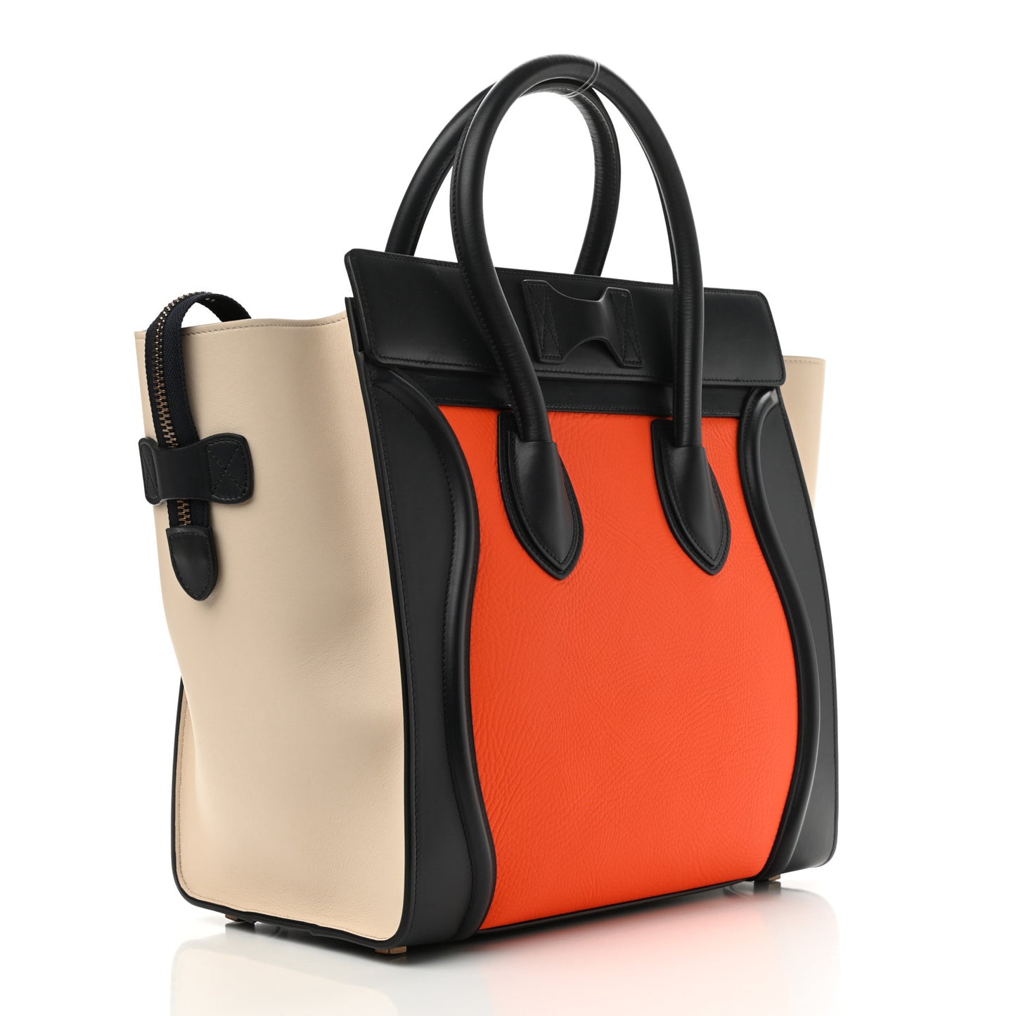 Elephant Calfskin Mini Tri-Color Luggage Bright Orange