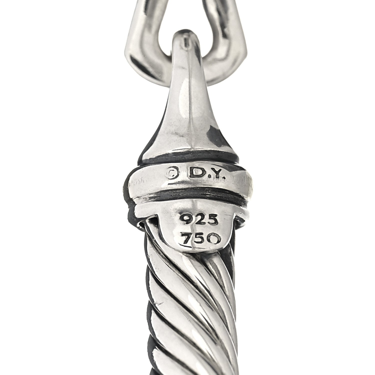 David Yurman Sterling Silver 18K Yellow Gold 5mm Cable Classic Buckle Bracelet 3 of 3