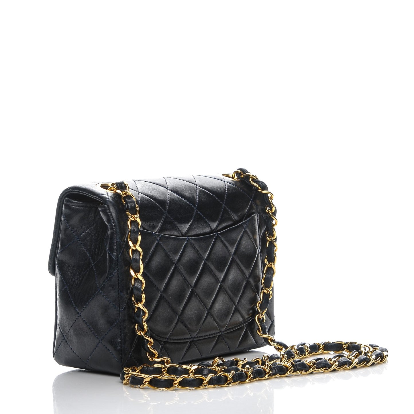Lambskin Quilted Mini Square Flap Black