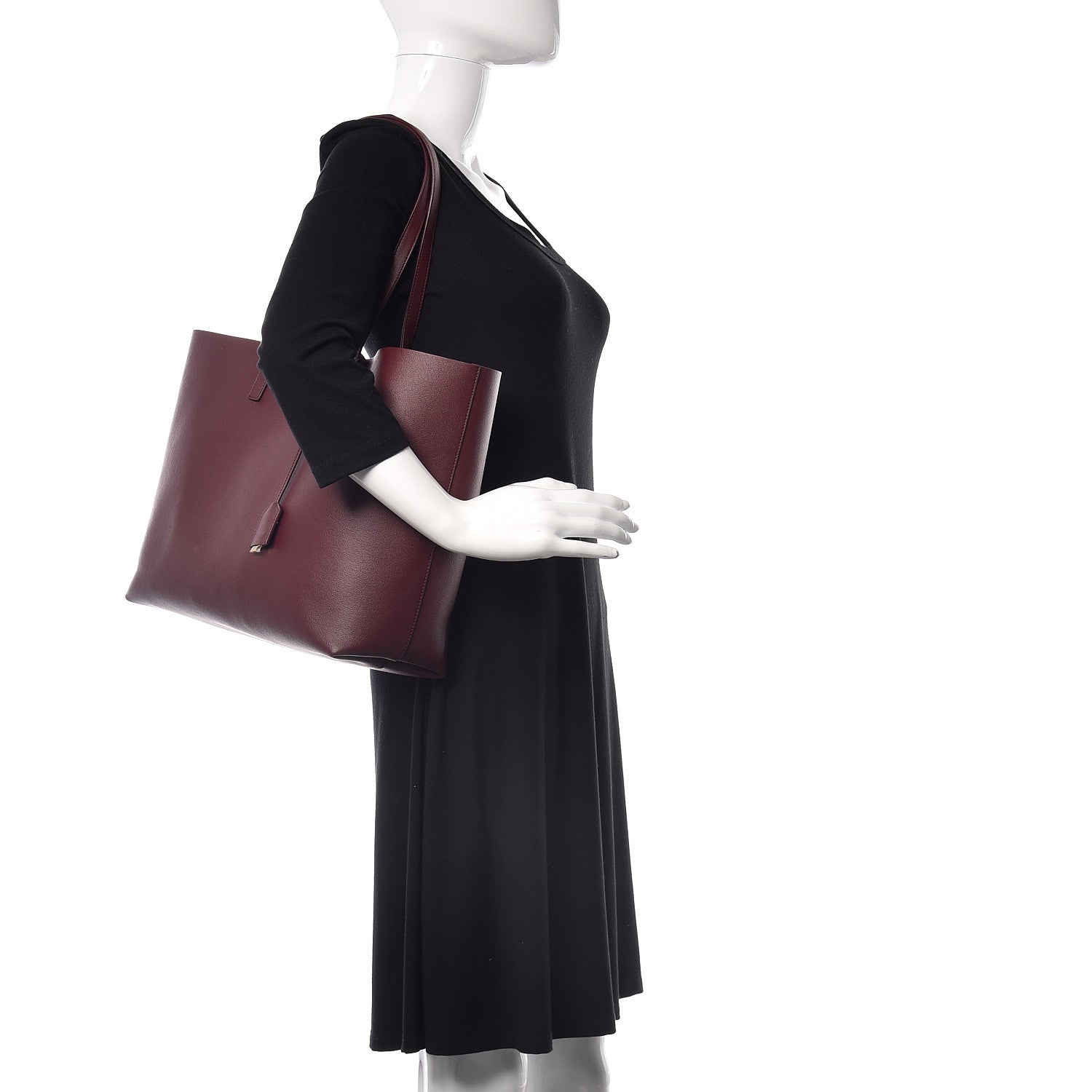 Saint Laurent Calfskin Large Shopping Tote Deep Carmin 2 of 8