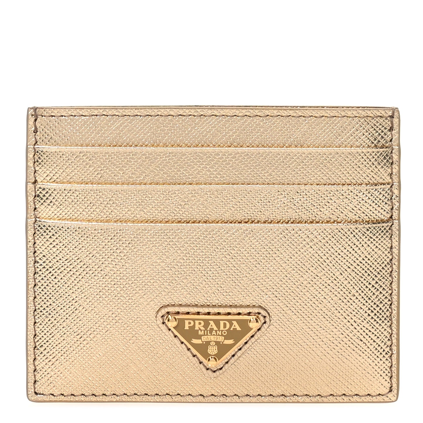 Metallic Saffiano Triangle Card Holder Platino