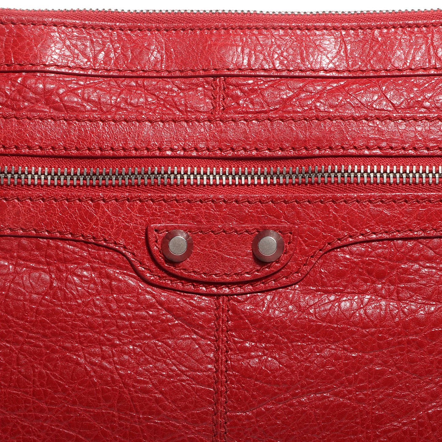 Agneau Classic Hardware Medium Clip Clutch Rouge Coquelicot