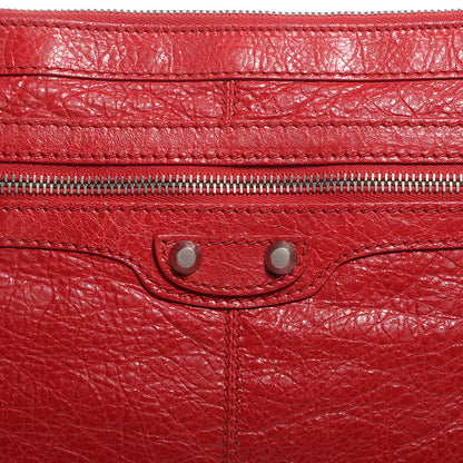 Balenciaga Agneau Classic Hardware Medium Clip Clutch Rouge Coquelicot 10 of 10