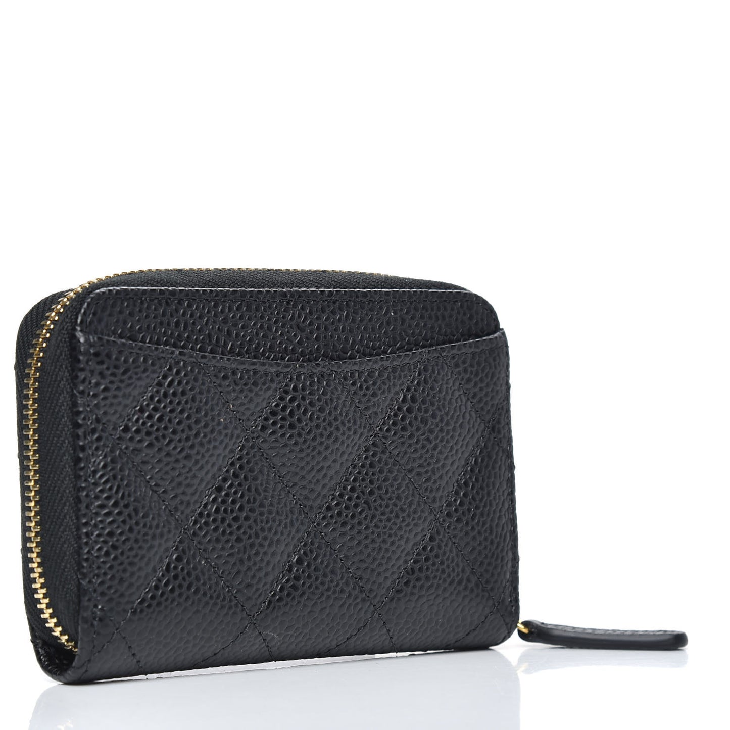 Caviar Quilted Zip Coin Purse Black
