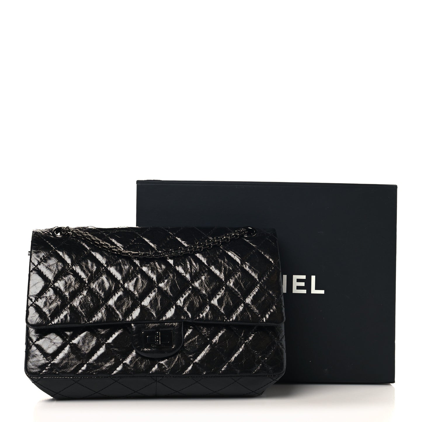 Glazed Calfskin Quilted 2.55 Reissue 226 Flap So Black