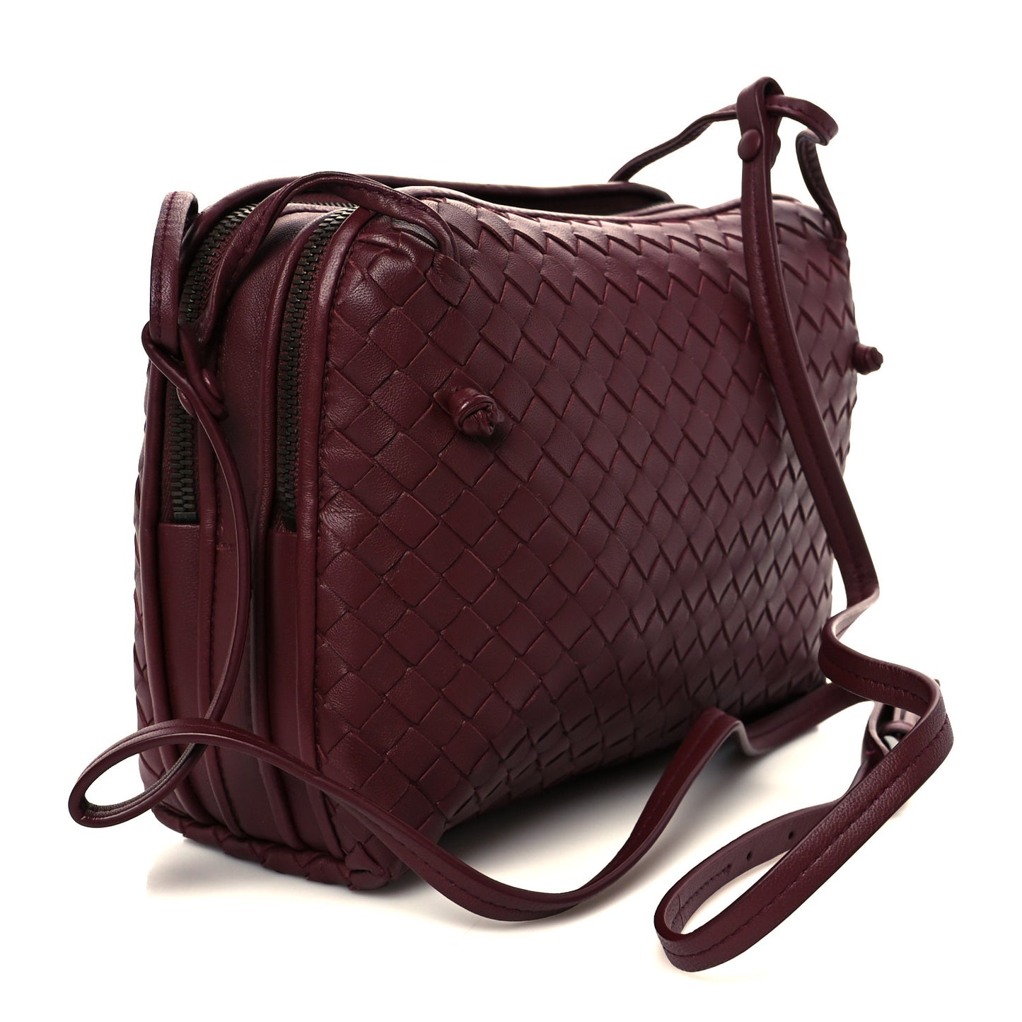 Nappa Intrecciato Double Compartment Crossbody Bag China Red