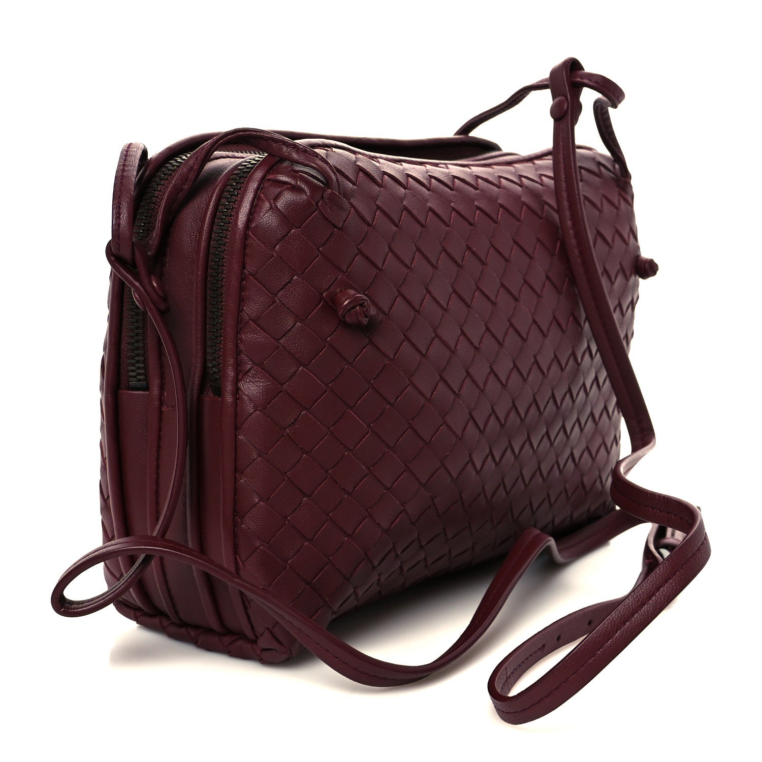 Bottega Veneta Nappa Intrecciato Double Compartment Crossbody Bag China Red 3 of 12