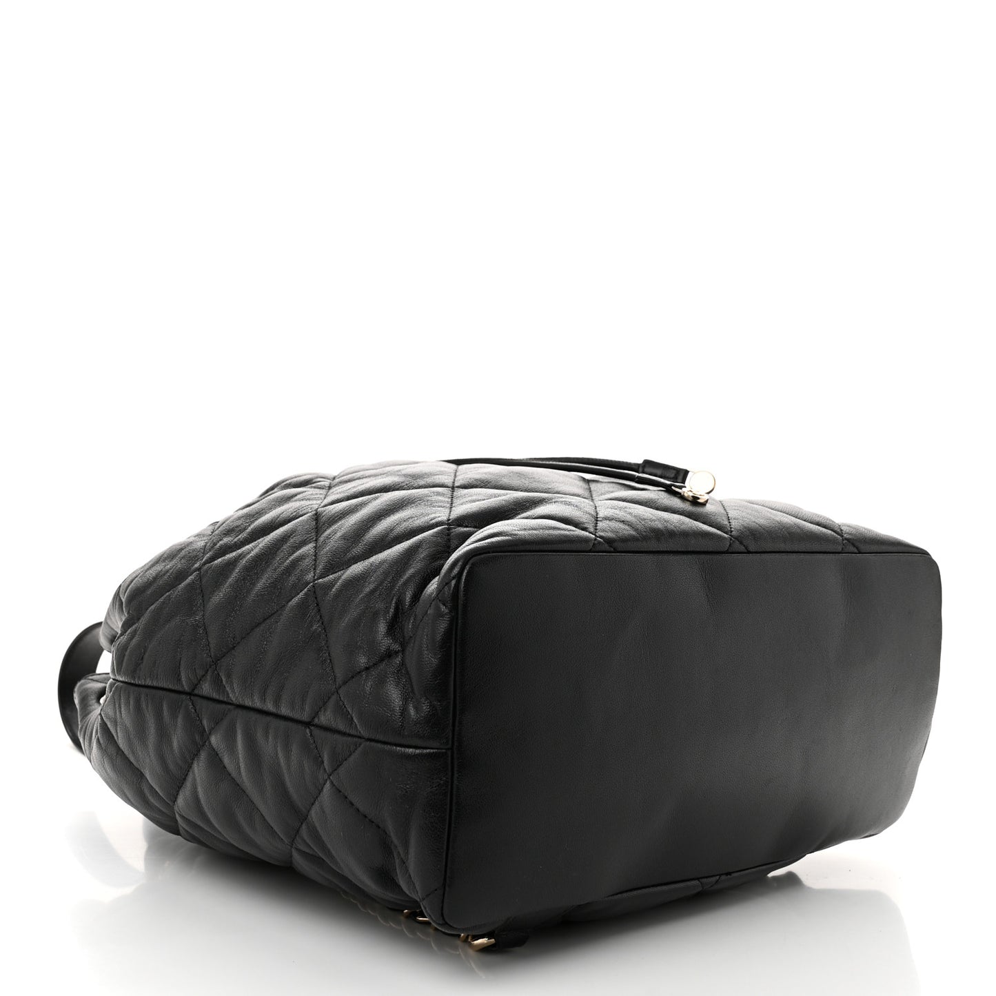 Lambskin Quilted Drawstring Backpack Black
