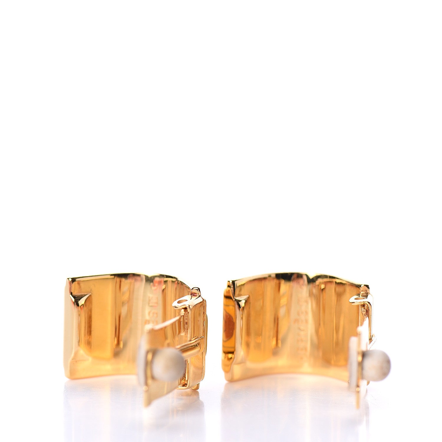 Hermes Printed Enamel Clip On Earrings Gold 3 of 4