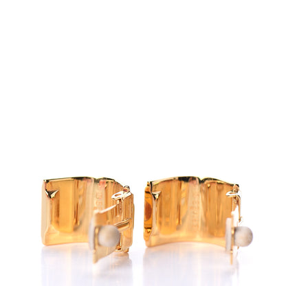 Hermes Printed Enamel Clip On Earrings Gold 3 of 4