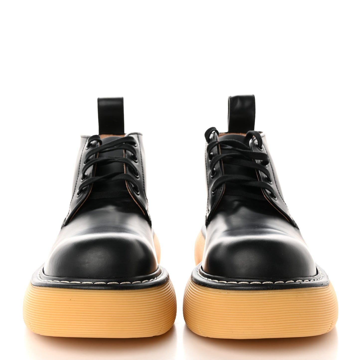 Calfskin The Swell Lace Up Ankle Boots 41 Black Natural Rubber